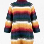 Vintage 70s Rainbow Stripe Mock Neck Cotton Ramie Retro Knit Sweater Size Small Red Photo 0