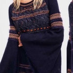 Free People Free‎ People Craft Time Navy Bell Sweater NWT Size Small Photo 0