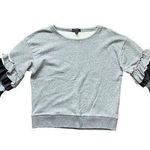 J.Crew Women's Gray and Black Long Raffle Sleeve Slim Fit Sweatshirt Size Small Photo 0