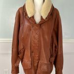 Vintage Eagle Shearling Sherpa Leather Coat Brown Made in Turkey 80s Size XL Photo 0