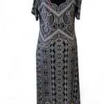 Ny&co NY& Stretch Medium Pull over black white paisley monochromatic maxi dress with cut-out shoulder sleeve Photo 2