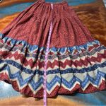 Vintage Roper Western Bohemian Patterned tiered maxi skirt Made USA small red Blue Photo 7