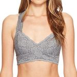 Free People NWT  ‘Galloon’ racerback gray lace bralette, size large Photo 0