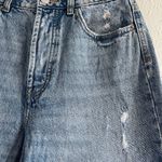 Stradivarius Mom Jeans Blue Denim Distressed Button Fly Women Size US 06 Photo 4