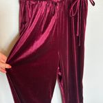 One Clothing Burgundy Velvet Jumpsuit Photo 5