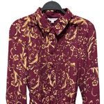 Nanette Lepore  Burgundy Floral Button-Down Midi Dress Size 10 Photo 4