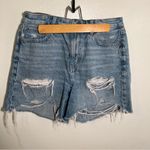 American Eagle  Denim Baggy Mom Short Light Wash Distressed 2 Photo 2