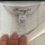 HONEY & T Women's Knit Dress Puffy Sleeves Woven Cotton Off White Size Large NWT Photo 3