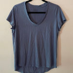 Patagonia Blue V-neck Short Sleeve Shirt Gorpcore Travel Women's size Medium Photo 0