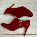 Michael Kors Women Sz 9.5 Red Suede Stiletto Side Zip Booties Shoes Silver Sexy Photo 7