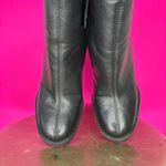 Schutz  Nandy Black Leather Lug Sole High Block Heel Ankle Boot Sz 36 Photo 2