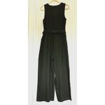 Who What Wear  Women's M Linen Blend Dark Green Sleeveless V Neck Jumpsuit Photo 1