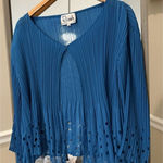 Elizeh Teal Chiffon Pleated Cardigan Size 20 laser cut Photo 0