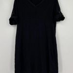 Woolrich black 3/4 Roll Tab Sleeve V-Neck A-Line Casual cotton Dress neutral XL Photo 8