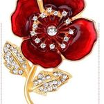 Elegant Crystal Flower Brooch Pin for Women Gold Photo 2