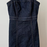 Ann Taylor Factory Dark Wash Denim Pinafore Dress sz 6 Cotton Knee Length Photo 0