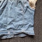 Oodji Denim Jacket White Crochet Lace Long Sleeves Distressed Women Size 42 Blue Photo 11