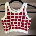 Esprit  Red and White Grid Pattern Women's Top in XS Photo 0
