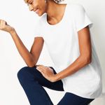 Pure Jill Sz S Oversized Scoop Neck Elliptical Tee Shirt Pullover Blouse Tunic White Photo 1