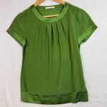 Banana Republic Vintage  S Silk Cap Sleeve Top Green Pleated Front‎ Satin Mod Y2K Photo 0
