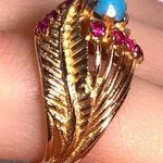 Ruby 18KT SOLID GOLD ANTIQUE TURQUOISE &  RING - 7.65 GRAMS!! Photo 12