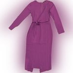 Reiss NWOT VALENTINA TIE WAIST BODYCON MIDI DRESS long sleeves purple sz 0 Photo 2