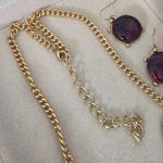 Boutique Gold Chain with Purple Neckkace and Earrings Set Photo 5