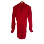 NBD Genesis Mini Dress Womens XS Red High Neck Ruched Long Sleeve Cocktail Party Photo 4