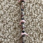 Pink Dolphin Seashell Necklace Beaded Necklace Spin Closure Beach Boho EUC Photo 2