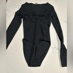 Topshop NEW  Black O-Ring Cut Out Long Sleeve Ribbed Bodysuit 0/2 Photo 0
