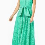 Lilly Pulitzer Chrisella Eyelet Embroidered Midi Belted Shirt Dress Green Size 0 Photo 0