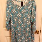 Crown & Ivy  Blue and White Patterned Mini Dress Photo 0