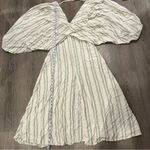 ASOS NWOT  EDITION vneck drapey maxi dress in linen mix cream green stripe size 6 Photo 7