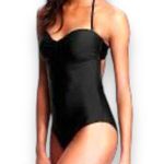 Old Navy Bandeau-Style Halter Ruffle Trim Swimsuit Black Medium Photo 0