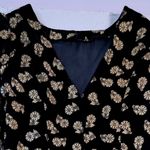 Handmade Black Velvet Floral Midi Dress – Long Sleeve Womens M Size M Photo 7