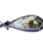 NWT Silver Teardrop Gemstone Pendant Unique Natural Pattern Bohemian Artisan Photo 1