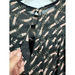 ZARA  Basic Sheer Black Long Sleeve Belt‎ Print Babydoll Shift Mini Dress Size M Photo 4