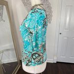 Early 2000's Boho Coquette Teal Blue White Bow Lace Milkmaid 3/4 Sleeve L Size L Photo 4