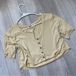 Free People  Top ribbed crop womens Yellow (medium) casual oversized Photo 3