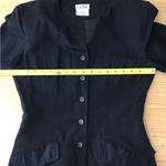 Vintage Char Button Up Collared Black Blazer Long Sleeve 100% Silk Size 8 Photo 4