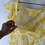 Ann Taylor Citrus Blossom Ruffle Sleeve Shell Floral Yellow Womens Top Size L Photo 7