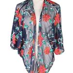 Chenault Women's Floral Embroidered Sheer Mesh Swim Coverup Kimono Size L Size L Photo 0