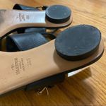 Valentino Garavani  Black Leather Sandals – Gold Ring Accent, Size 8.5 Photo 4