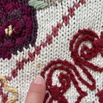 EXPRESS  Women's Vintage Chunky Knit Floral Embroidered Sweater Size M Photo 6