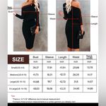 None NEW Ribbed Off The Shoulder 3/4 Sleeve Batwing Pencil Bodycon Midi Dress XL Photo 5