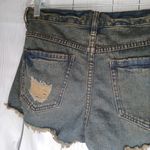 Free People Distressed Dark Wash Denim Shorts Photo 8