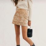 Free People Dust To Dust Velvet Mini Skirt Tan Lined Crushed Velvet Women's 0 Photo 1
