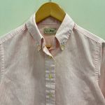 VTG 70s L.L. Bean Pink White Striped Button Down Shirt Utility Heritage Small Photo 2
