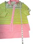 Davi & Dani  Striped Button Down Shirt WM Size Medium Neon Green Pink‎ White Gray Photo 3