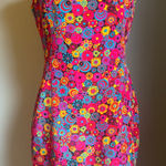 Tahari Dress 10 Psychedelic Floral boho fairy Silk Sheath Y2K whimsi blue pink Photo 0